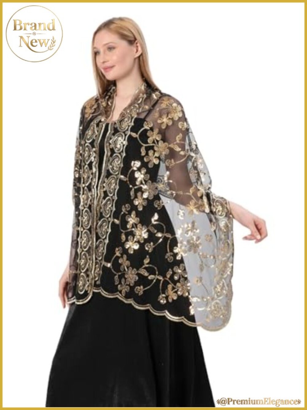 1920s Sequin Shawl Wrap Fringe Glittering Cape Scarf Evening Party